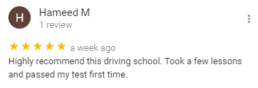 Highly recommend this driving school. Took a few lessons and passed my test first time.